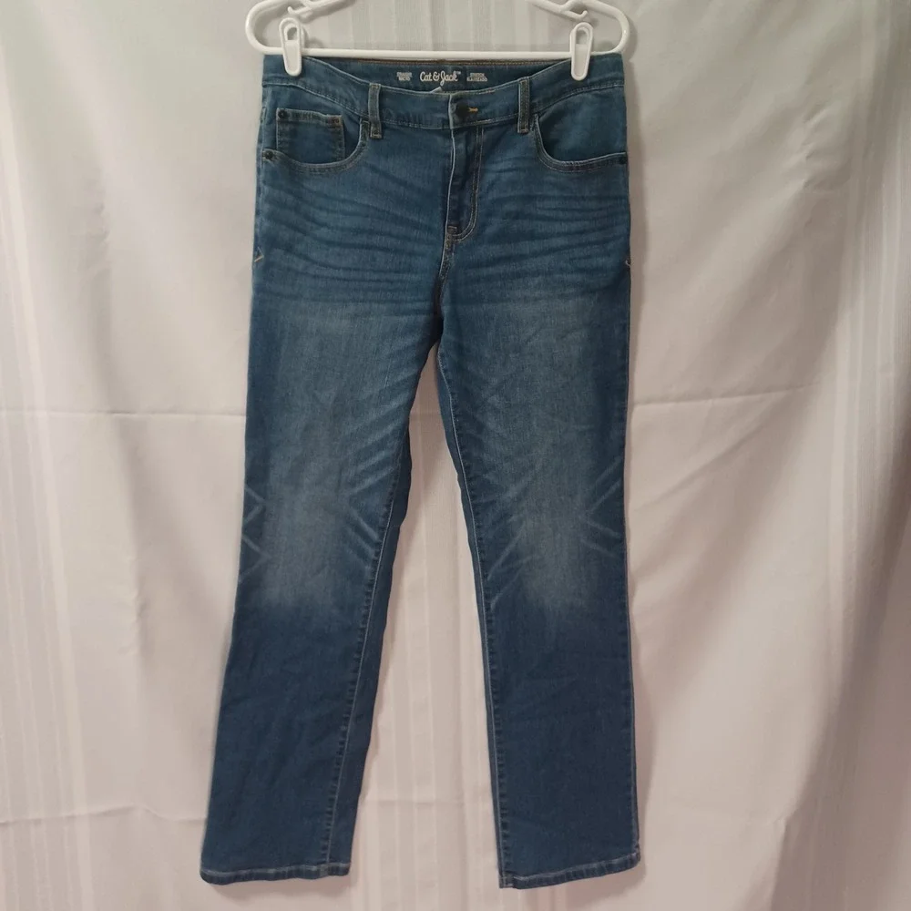 Cat & Jack Jeans Boys 16 Blue Straight Stretch Adjustable Waist 046123953